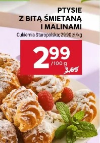 Ptysie z bitą śmietaną i malinami Cukiernia Staropolska