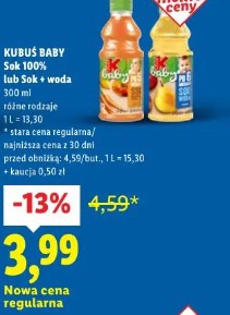 Kubuś Baby Sok 100% lub Sok + woda