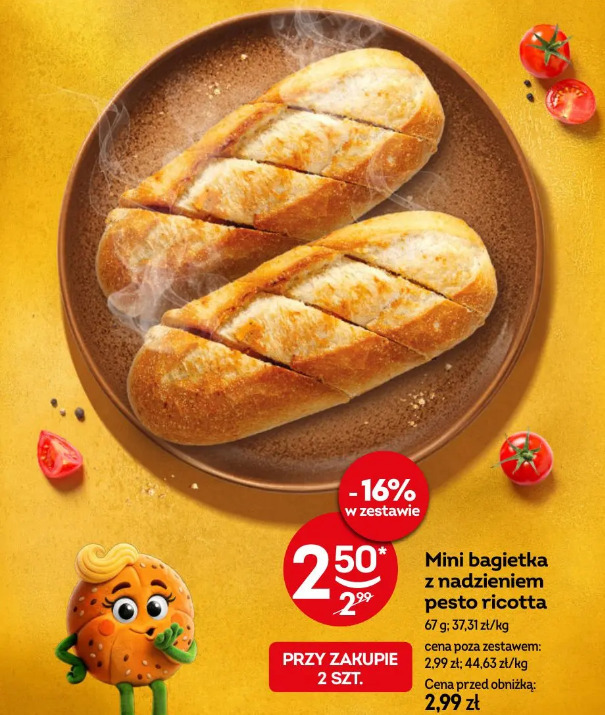 Mini bagietka z nadzieniem pesto ricotta