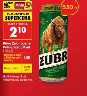 Piwo Żubr Jasne Pełne, 6x550ml