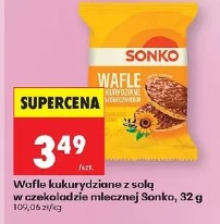 Wafle kukurydziane z solą w czekoladzie mlecznej Sonko