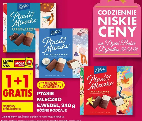 Ptasie Mleczko E.Wedel różne rodzaje