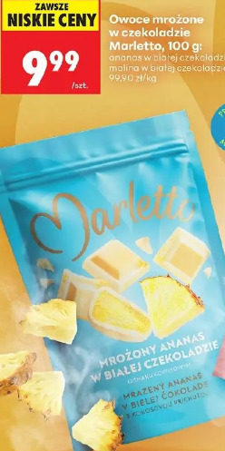 Marletto owoce mrożone w czekoladzie ananas w białej czekoladzie