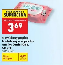 Nawilżany papier toaletowy o zapachu maliny Dada Kids