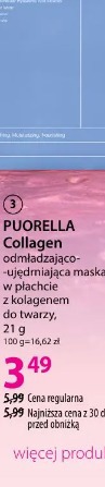 PUORELLA Collagen odmładzająco-ujędrniająca maska w płachcie z kolagenem do twarzy
