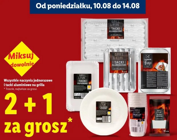 Wszystkie naczynia jednorazowe i tacki aluminiowe na grilla