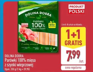 DOLINA DOBRA Parówki 100% mięsa z szynki wieprzowej