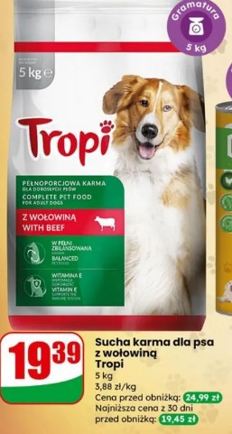 Sucha karma dla psa z wołowiną Tropi