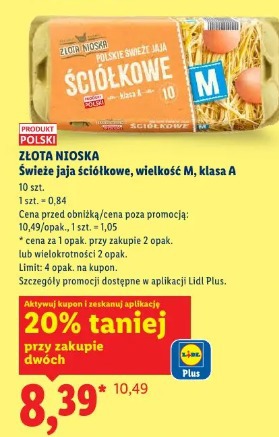 Złota Nioska Świeże jaja ściółkowe, wielkość M, klasa A