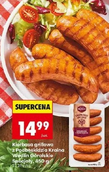 Kiełbasa grillowa z Podbeskidzia Kraina Wędlin Góralskie Specjały