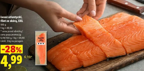 Łosoś atlantycki, filet ze skórą, XXL