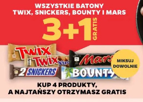 Wszystkie batony Twix, Snickers, Bounty i Mars