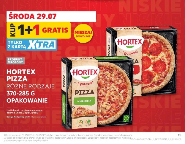 Hortex pizza różne rodzaje