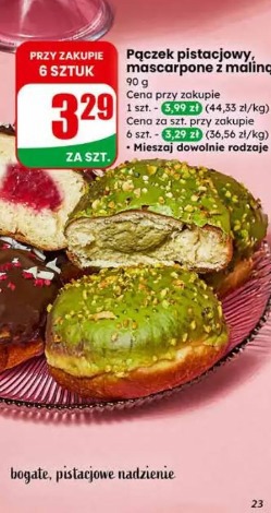 Pączek pistacjowy, mascarpone z maliną