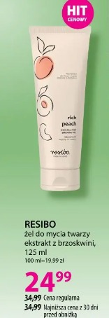 RESIBO rich peach żel do mycia twarzy ekstrakt z brzoskwini