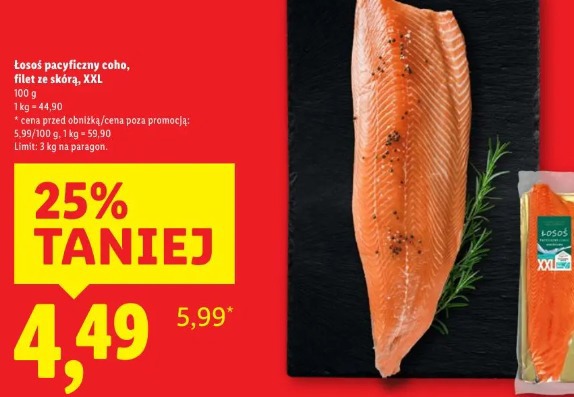 Łosoś pacyficzny coho, filet ze skórą, XXL