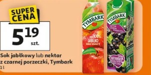 Sok jabłkowy lub nektar z czarnej porzeczki, Tymbark
