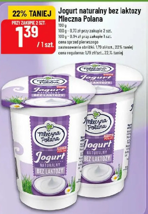 Jogurt naturalny bez laktozy Mleczna Polana