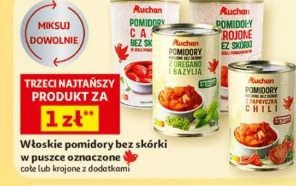 Włoskie pomidory bez skórki w puszce oznaczone Auchan