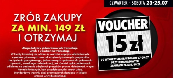 Voucher 15 zł za zakupy za min. 149 zł
