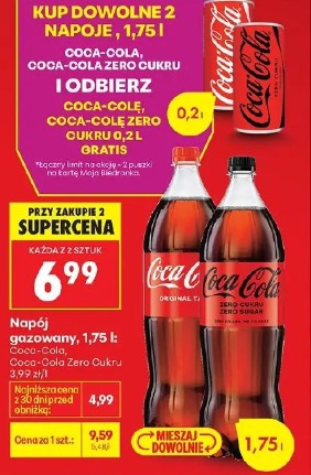 Napój gazowany Coca-Cola, Coca-Cola Zero Cukru 1,75 l