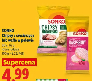 Sonko Chipsy z ciecierzycy lub wafle w polewie