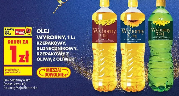 Olej Wyborny rzepakowy słonecznikowy rzepakowy z oliwą z oliwek