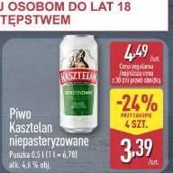 Piwo Kasztelan niepasteryzowane