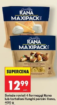 Świeże ravioli 4 formaggi Rana lub tortelloni funghi porcini Rana