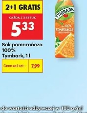 Sok pomarańcza 100% Tymbark, 1 l