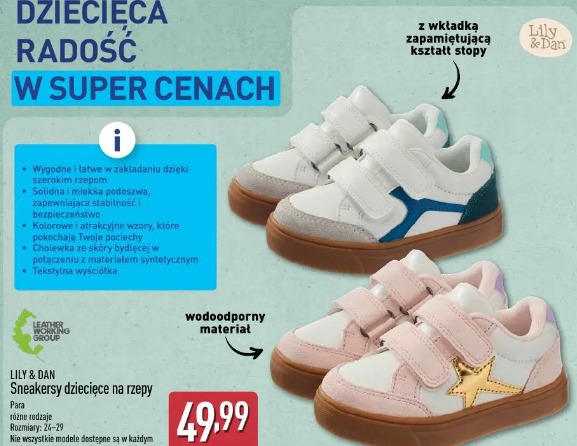 Lily & Dan Sneakersy dziecięce na rzepy