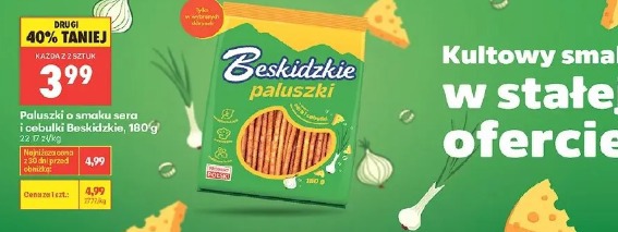 Paluszki o smaku sera i cebulki Beskidzkie