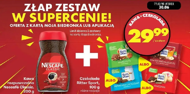 Kawa rozpuszczalna Nescafé Classic + Czekolada Ritter Sport
