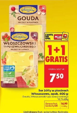 Ser żółty w plastrach Włoszczowa gouda
