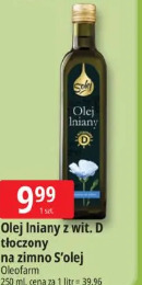 Olej lniany z wit. D tłoczony na zimno S'olej Oleofarm