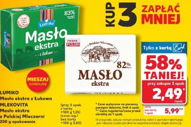 Lumiko Masło ekstra z Łukowa Mlekovita Masło ekstra z Polskiej Mleczarni