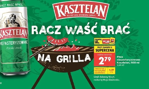 Piwo niepasteryzowane Kasztelan, 500 ml