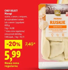 Chef Select pierogi ruskie, z serem, z mięsem, ze szpinakiem i serem lub z serem i jagodami