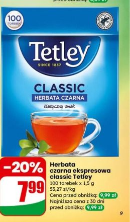 Herbata czarna ekspresowa classic Tetley