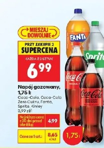 Napój gazowany Coca-Cola, Coca-Cola Zero Cukru, Fanta, Sprite, Kinley