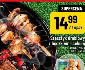 Szaszłyk drobiowy z boczkiem i cebulą
