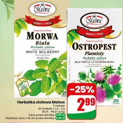 Malwa Ostropest plamisty herbatka ziołowa