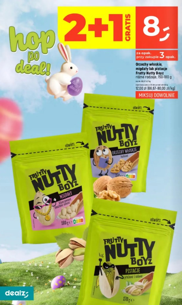 Orzechy włoskie, migdały lub pistacje Frutty Nutty Boyz