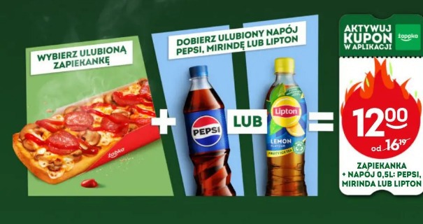 Zapiekanka + Napój 0,5l: Pepsi, Mirinda lub Lipton