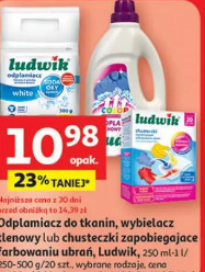 Odtłamiacz do tkanin, wybielacz tlenowy lub chusteczki zapobiegające farbowaniu ubrań Ludwik