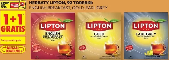 Lipton herbata English Breakfast, Gold, Earl Grey 92 torebki