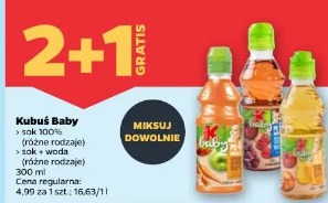 Kubuś Baby sok 100%, sok + woda