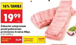 Żeberka wieprzowe paski pakowane próżniowo Kraina Mięs