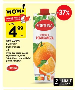 Sok 100% FORTUNA pomarańcza