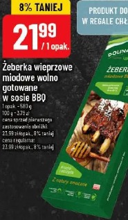 Żeberka wieprzowe miodowe wolno gotowane w sosie BBQ Dolina Dobra
